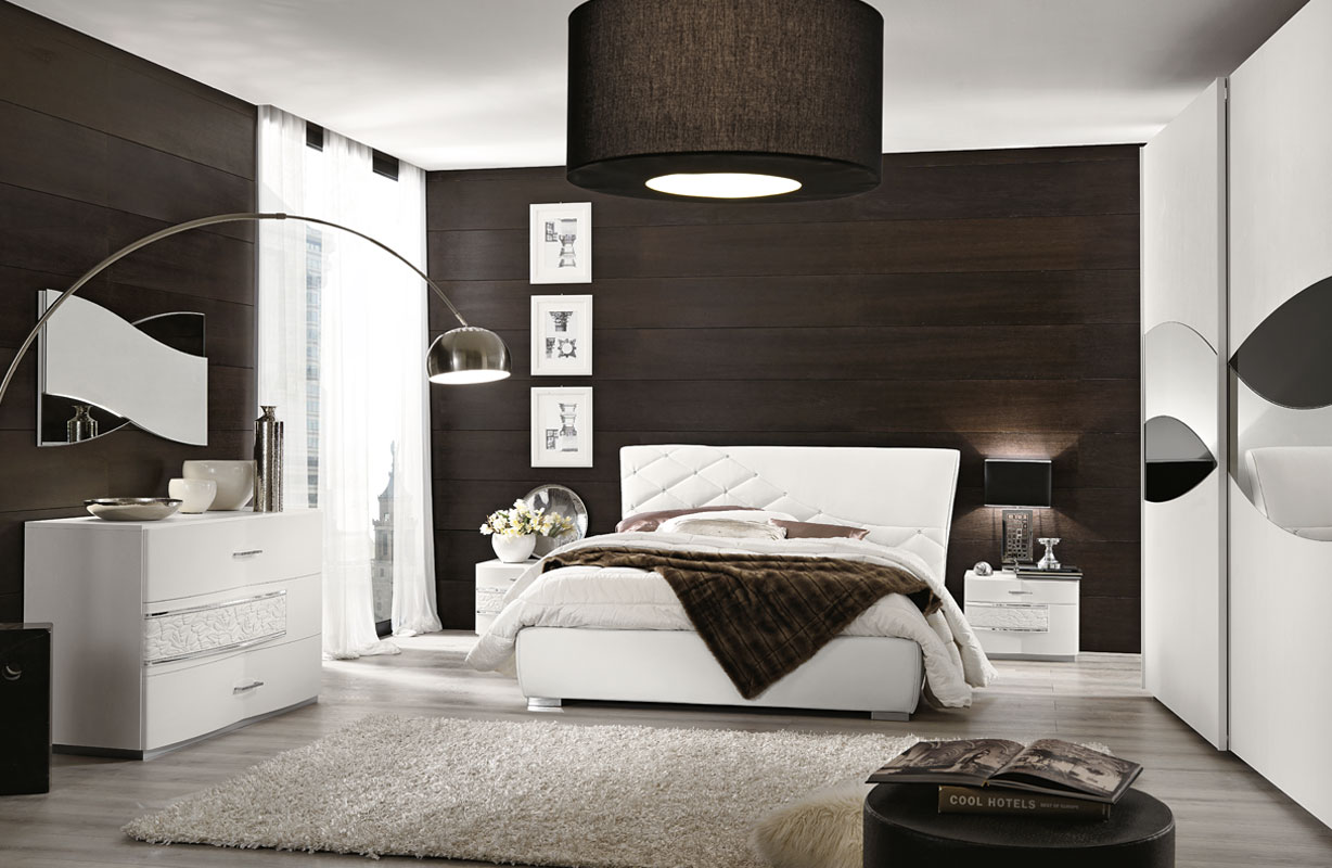 Zona notte Nolita con letto Broadway e cristalli Swarovski