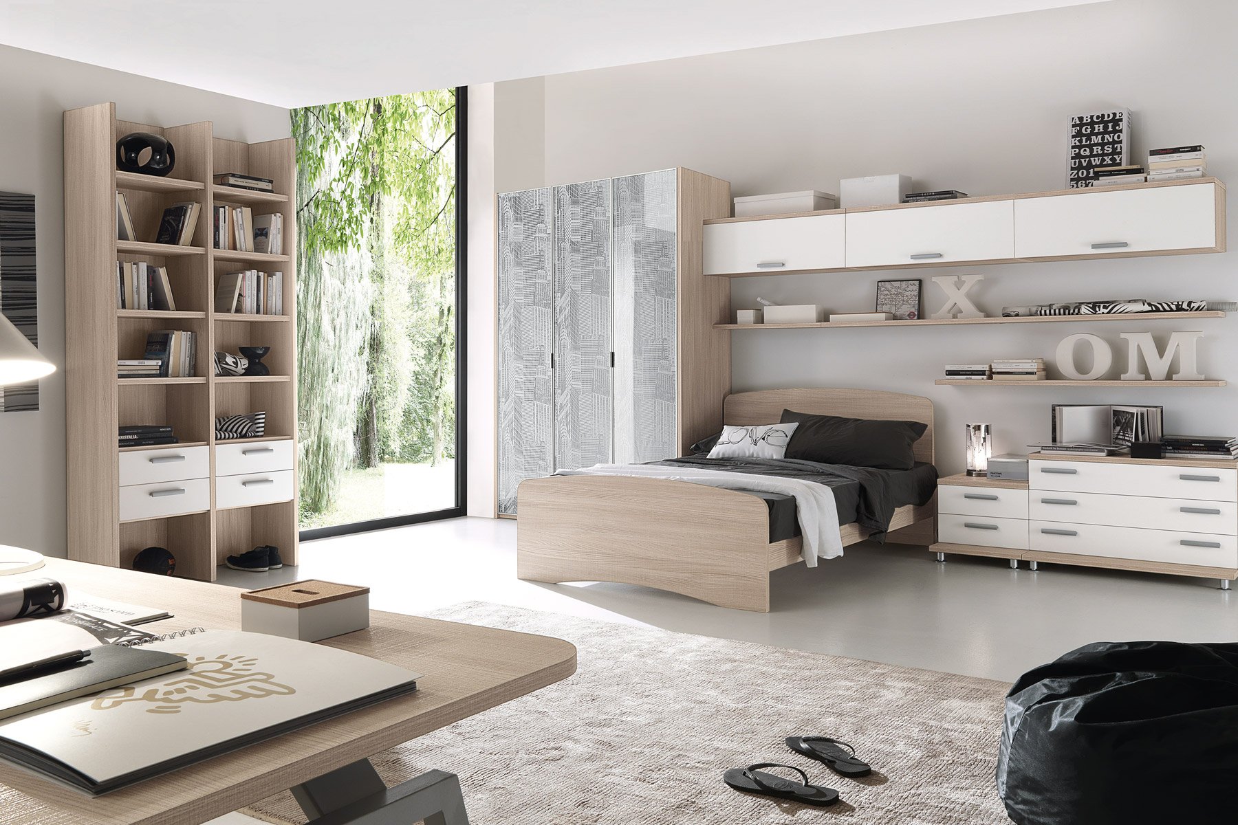 Cameretta EN4 con armadio EsseDekor N.Y. Skyline e letto Zelig
